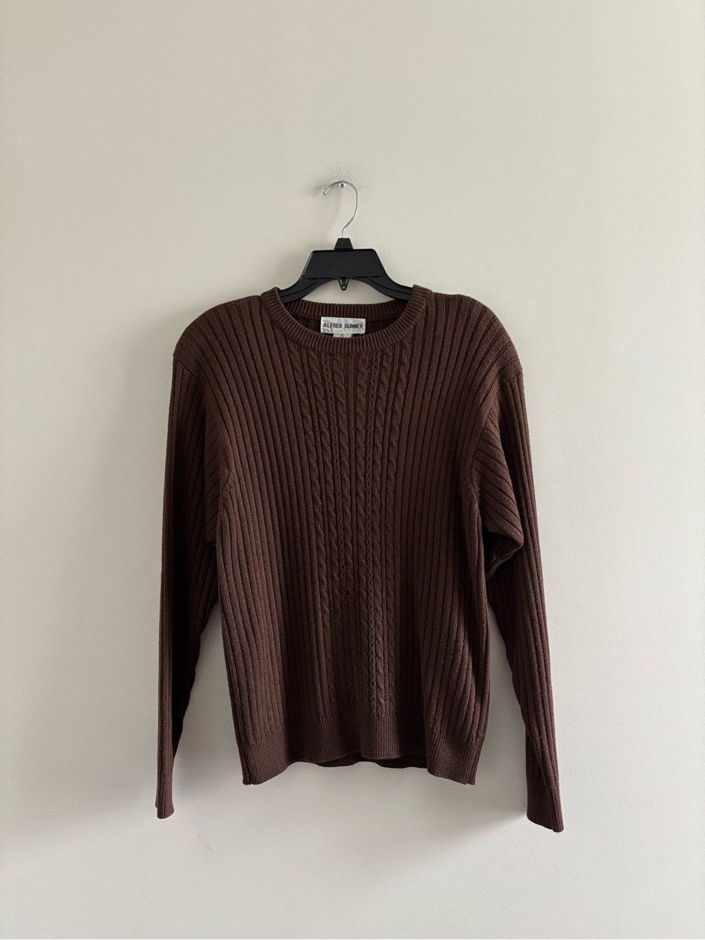 VTG Alfred Dunner Sweater Brown Cable Knit Wool Women’s XL Preppy Fisherman 90s